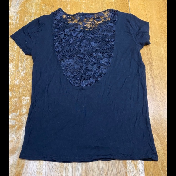 Forever 21 Black Top with Lace Back Size Small - Picture 2 of 5